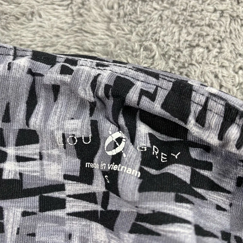 Lou & Grey Leggings Womens Small Geometric‎ Black Gray Workout Crop Stretch Mesh